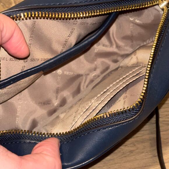 MICHAEL Michael Kors Rose Small Quilted Oval Crossbody Bag Navy Blue - Picture 10 of 13